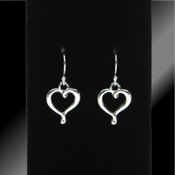 Silver Plated Open Heart Earrings with 925 Sterling Silver Ear Wires - Picture 1 of 5